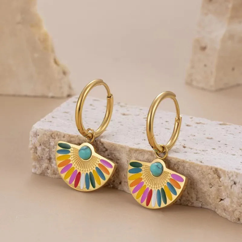 Pendientes Charm Zaria colores artesanales ligeros acero inoxidable Hanalima