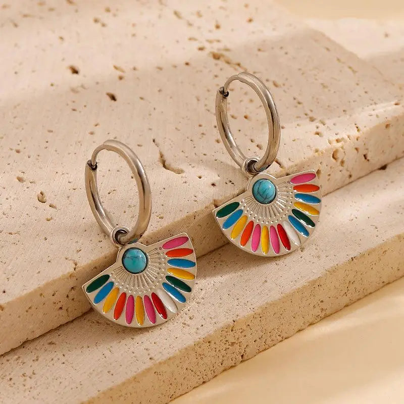 Pendientes Charm Zaria colores artesanales ligeros acero inoxidable Hanalima