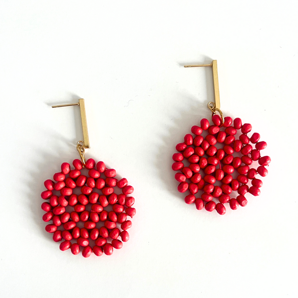 Pendientes Caelia Rojo grandes y ligeros en acero inoxidable dorado o plata